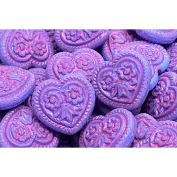 Korálek Korálky Srdíčka s květy č.5315 (17x17mm)