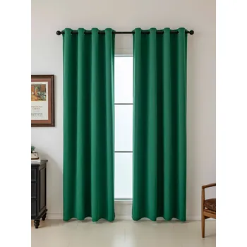 Uchycení záclony a závěsu Blackout závěsy Elias tmavě zelená – 140 × 280 cm (2 ks) - kroužky