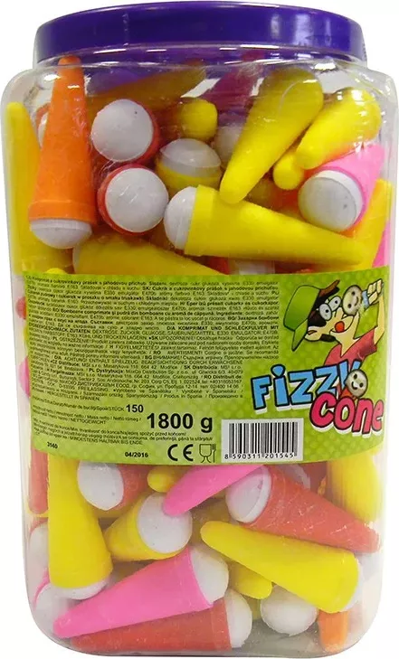 Fizzy Cones - lízátko zmrzlinka s práškem 150 ks