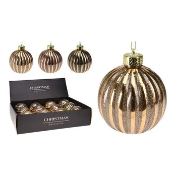 Vánoční dekorace Vánoční koule 80 mm, třpytivý pruhovaný dekor (3 barvy) cena za 1 ks