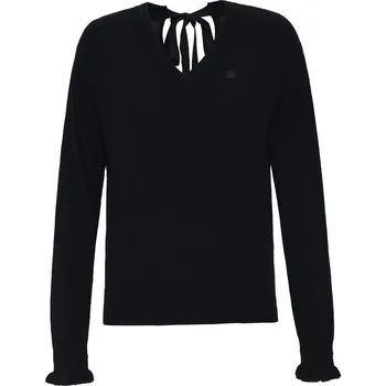 Dámský svetr SVETR DKNY V NECK SWEATER W/BAC BLACK
