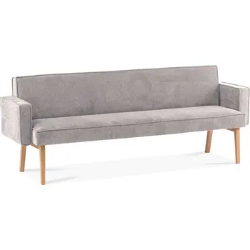 Šedá polstrovaná lavice s područkami masiv dub Lori 240 cm