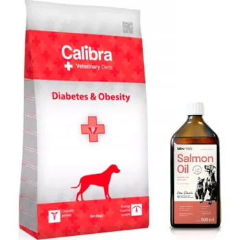 Krmivo pro psa Calibra Veterinary Diets Dog Diabetes Obesity 12kg + LAB V Lososový olej 500ml