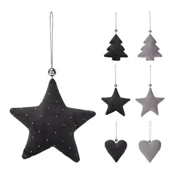 Vánoční dekorace Vánoční hvězda, stromeček, srdce 130 mm, šedá, tmavě-šedá (6 variant) cena je za 1 ks