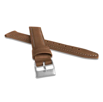 Řemínek na hodinky LAVVU Polstrovaný hnědý prošitý řemínek CLASSIC z luxusní kůže Top Grain - 20 LSKUE20