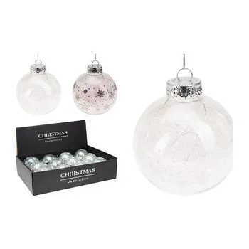 Vánoční dekorace Vánoční koule 80 mm s ozdobnou fólií uvnitř (2 vzory) cena za 1 ks