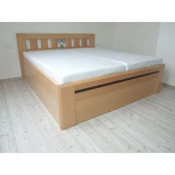 Postel Mivepo IRENA I Dřevěná postel z masivu, s úložným prostorem Borovice Bez moření 80 x 200 cm