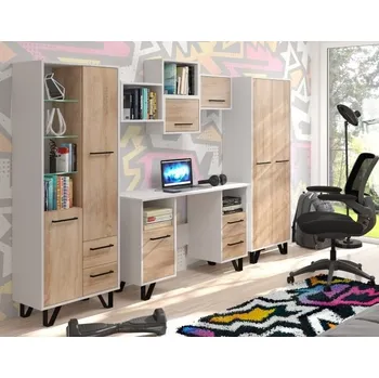 Dětská skříň Dětský a studentský pokoj Boss 5 bílá/dub sonoma