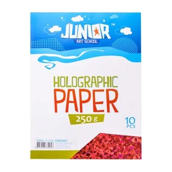 Papír Dekorační papír A4 10 ks červený holografický 250 g