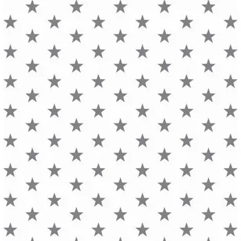 Pro Háčkování Popelín šedé hvězdičky na bílé