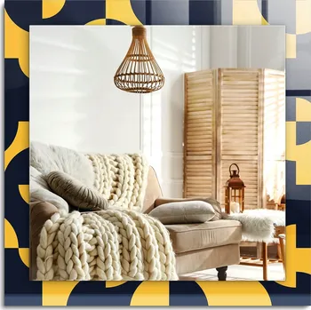 Zrcadlo Stylové nástěnné Zrcadlo čtvercové 60x60 cm s abstraktním geometrickým vzorem