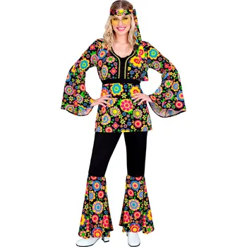 Karnevalový kostým Dámský kostým s barevnými květinami 60. léta - M