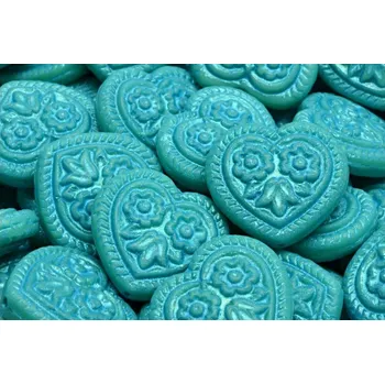 Korálek Korálky Srdíčka s květy č.5321 (17x17mm)