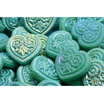 Korálek Korálky Srdíčka s květy č.5319 (17x17mm)