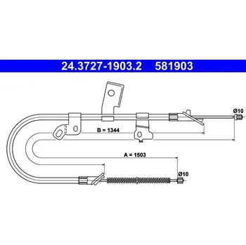 Lanko parkovací brzdy Tažné lanko, parkovací brzda ATE 24.3727-1903.2