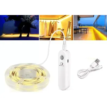 LED páska LED pásek s PIR čidlem pohybu 60LED/2metry IP65 teplá bílá, 2metry (LED pásek 2 metry s pohybovým senzorem)