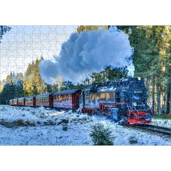 Puzzle s vlakem parní lokomotiva (foto puzzle vlak lokomotiva )