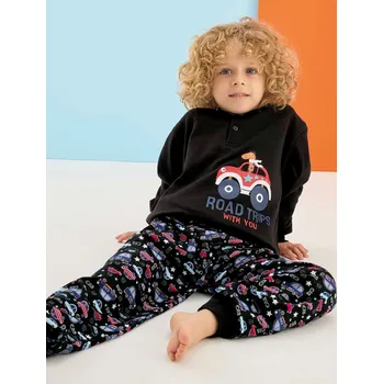 Chlapecké pyžamo Černé pyžamo pro kluky a červená a černá autíčka 1F0819 černá 98-4-roky