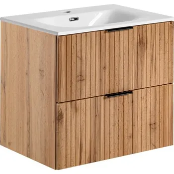 Policová skříň Závěsná skříňka Casad se zápustným umyvadlem 60 cm dub wotan/bílá