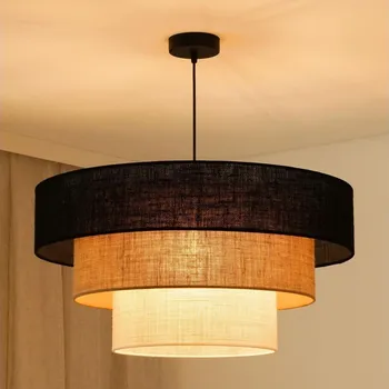 Brilagi - Lustr na lanku ASPEN LUNETA 1xE27/15W/230V pr. 60 černá/béžová/krémová