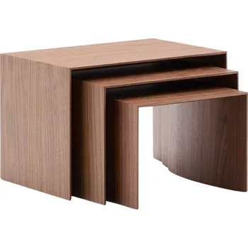 Toaletní stolek Set tří ořechových odkládacích stolků Kave Home Litto