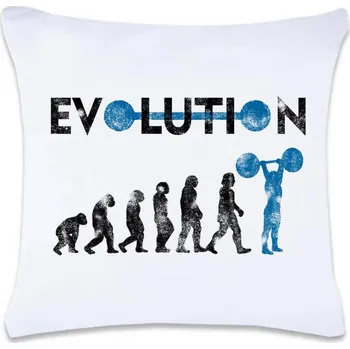 Dekorativní polštářek DOBRÝ TRIKO Polštář s potiskem Evoluce kulturisty 40 x 40 cm Oboustranný tisk: NE