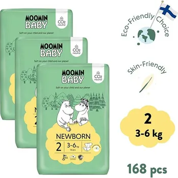 jednorázová plena Moomin Baby 2 Newborn 3–6 kg (168 ks)
