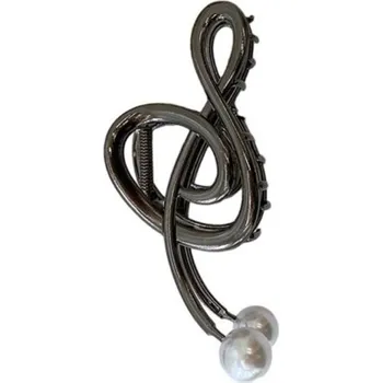 Velká spona do vlasů - houslový klíč v černé barvě