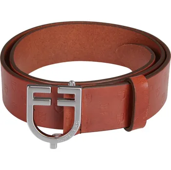 Opasek EQUESTRO Pásek kožený Buckle Logo Equestro, silver/cognac Délka: 100 cm