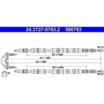 Lanko parkovací brzdy Tažné lanko, parkovací brzda ATE 24.3727-0783.2