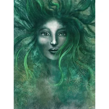 Nestandardní parfém Plakát, Obraz - Magical woman with green hair - Digital Painting, unikatdesign