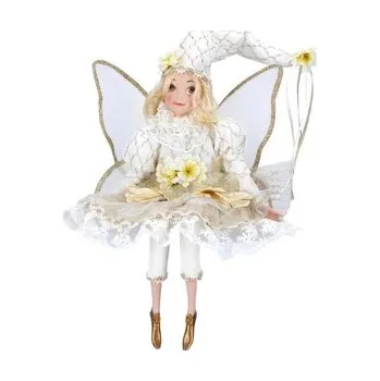 Víla s hracím strojkem 57 cm, zlato-jantarová barva