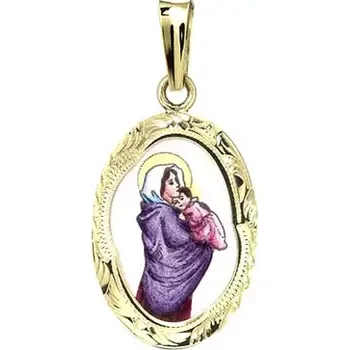 Přívěsek Aljančič Gravírovaný medailon Madony s dítětem 453R zlato