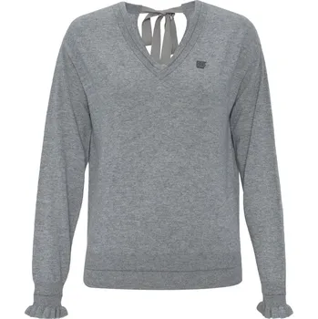 Dámský svetr SVETR DKNY V NECK SWEATER W/BAC GREY