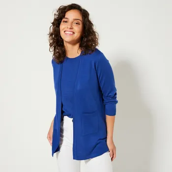 Dámská móda Dlouhý kardigan bez zapínání tmavě modrá 42/44