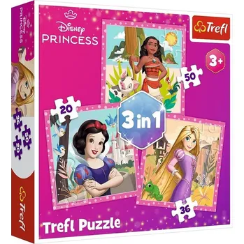 Puzzle Puzzle Disney princezny: Vaina, Locika a Sněhurka/3v1 (20,36,50 dílků)