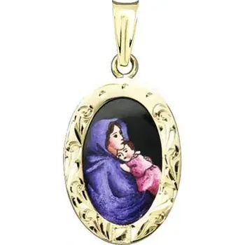 Přívěsek Aljančič Gravírovaný medailon Madony a dítěte 497R zlato