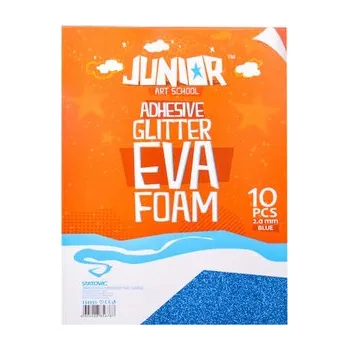Dekorační pěna A4 EVA 10 ks modrá samolepicí glitter 2,0 mm