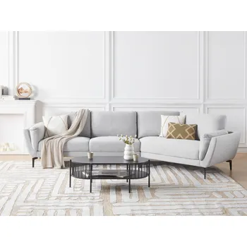 Pohovka Pohovka světle šedá polyesterová látka čalounění 3místná obloukové sedadlo moderní minimalistický styl obývací pokoj Beliani