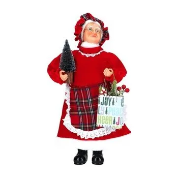 Vánoční dekorace Babička jako Mikuláš s hracím strojkem a pohyblivou hlavou 45 cm