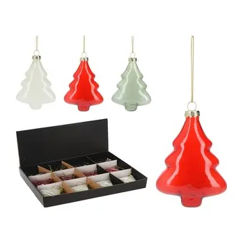 Vánoční ozdoba Vánoční skleněná ozdoba stromek 9,5 cm - 3 barevná provedení