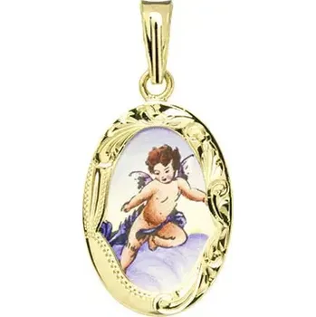 Přívěsek Aljančič Ochranný andělíček medailon gravírovaný 444R zlato