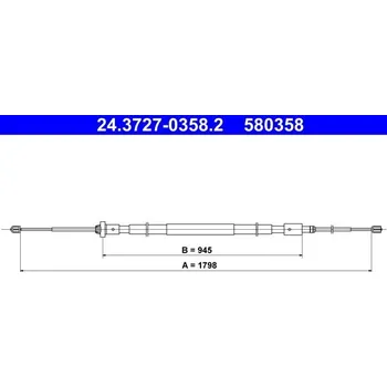 Lanko parkovací brzdy Tažné lanko, parkovací brzda ATE 24.3727-0358.2
