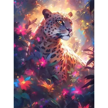 Diamantové malování HUACAN DIAMOND PAINTING - DIAMANTOVÁ MOZAIKA - LEOPARD 01