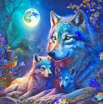 Diamantové malování HUACAN DIAMOND PAINTING - DIAMANTOVÁ MOZAIKA - VLK 24