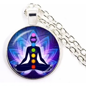 Přívěsek Blingstar Přívěsek čakrový - meditační Óm - Glass - Lotos čakra 2568