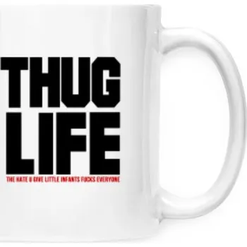 Hrnek malý bílý s potiskem Bílý hrníček Thug Life - 2pac