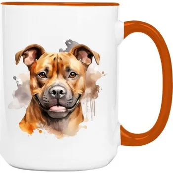 Hrnek velký barevný s potiskem Stafordširský bulteriér 3