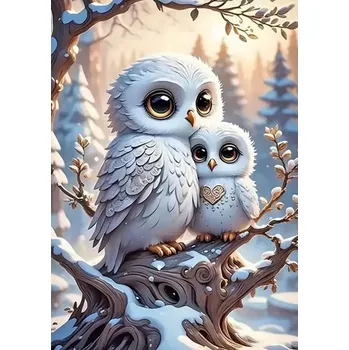 Diamantové malování HUACAN DIAMOND PAINTING - DIAMANTOVÁ MOZAIKA - SOVA 18