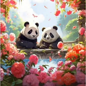 Diamantové malování HUACAN DIAMOND PAINTING - DIAMANTOVÁ MOZAIKA - PANDA 18